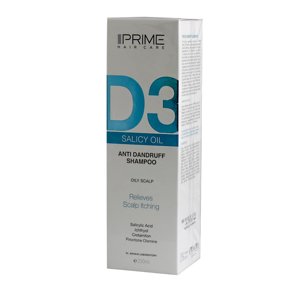 D3 Salicy Oil Anti Dandruff Shampoo شامپو ضد شوره D3 پرایم مناسب پوست سر چرب 250 میلی لیتر