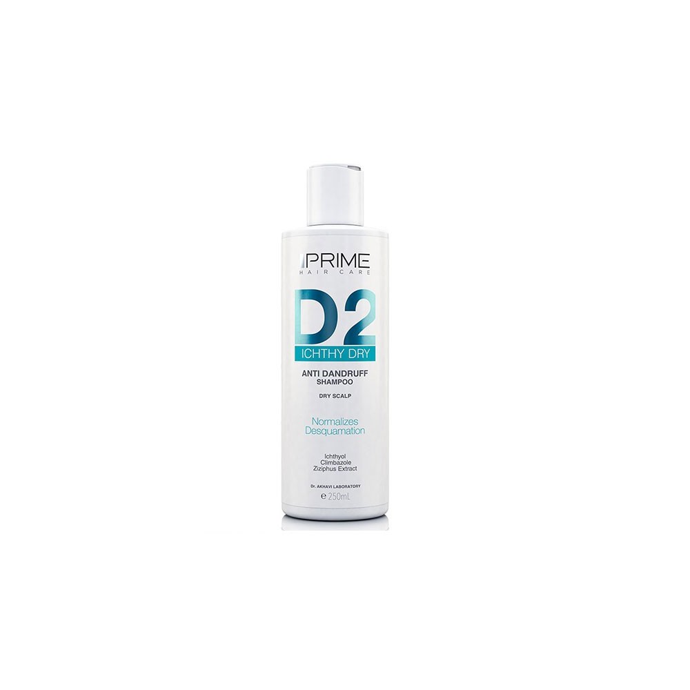 prime itchy dry anti dandruff shampoo 250ml شامپو ضد شوره و ضد خارش D2 پرایم مناسب شوره خشک
