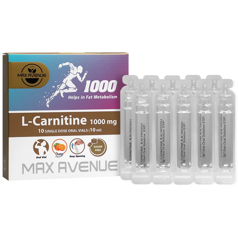 oral-solution-vial-max-avenue-l-carnitine-oral-solution-1000-mg ال کارنیتین مکس اونیو 1000 میلی گرم - تصویر 1